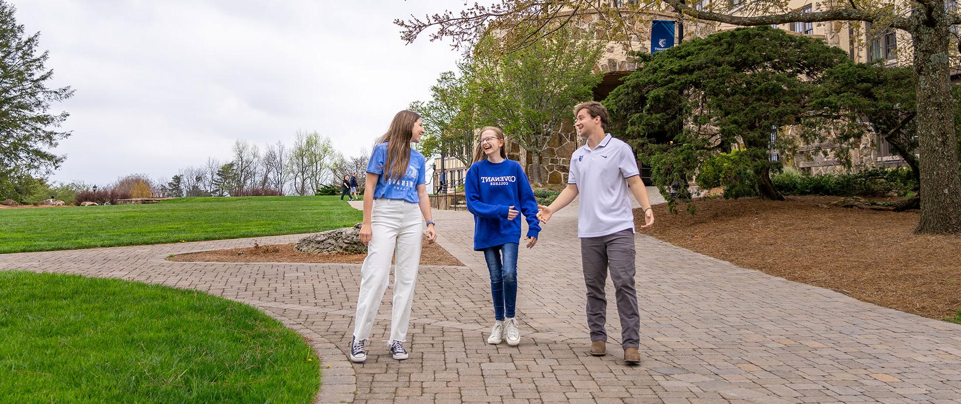 students walking on campus